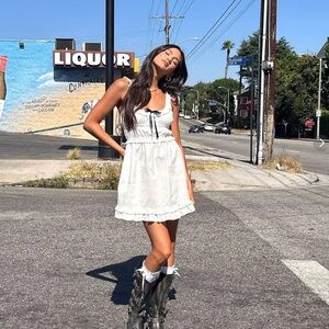 Edikted Eyelet Frill Mini Dress